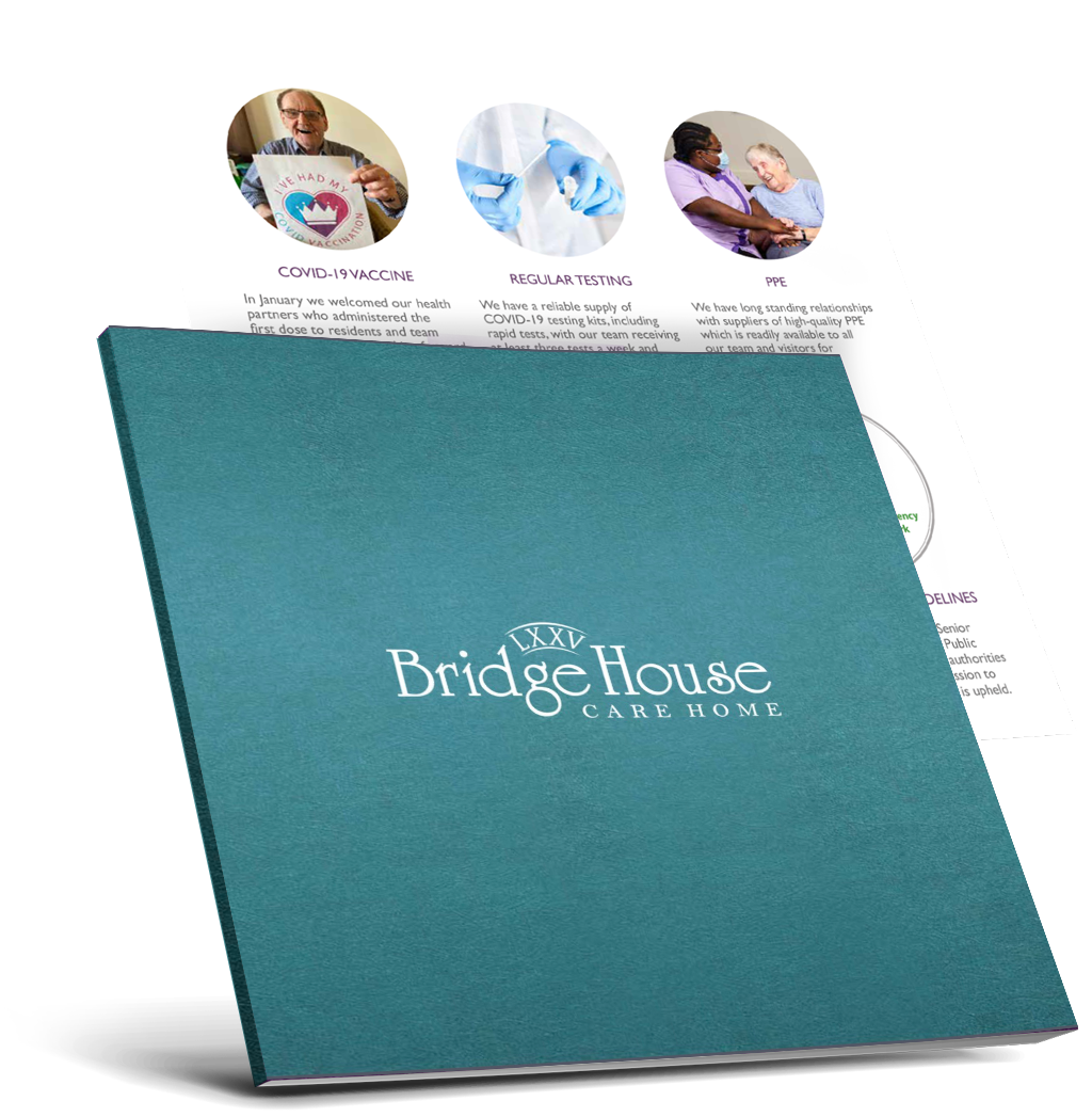Care home brochure preview showing a sneak peak of one of it's pages